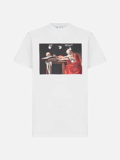 Shop Off-white Caravaggio Cotton T-shirt In White Red