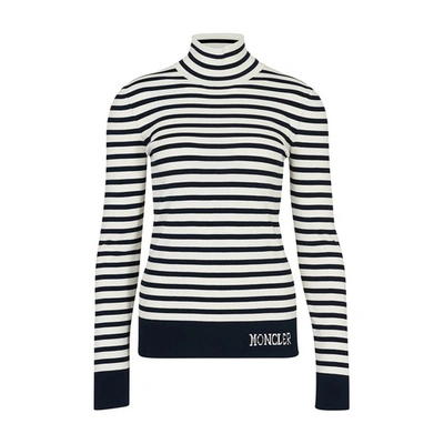 Shop Moncler Striped Top In Navy