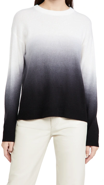 Shop Alice And Olivia Gleeson Dip Dye Pullover Cashmere Sweater In Black/ Soft White Ombre