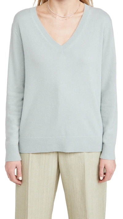 Shop Vince Weekend V Neck Cashmere Sweater In Seaglass