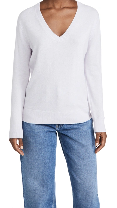 Shop Vince Weekend V Neck Cashmere Sweater In French Lilac