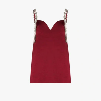 Shop Area Crystal Strap Mini Dress In Red