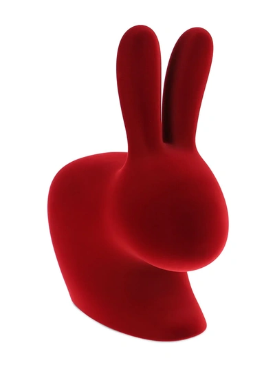Shop Qeeboo Velvet-effect Rabbit Chair In Red