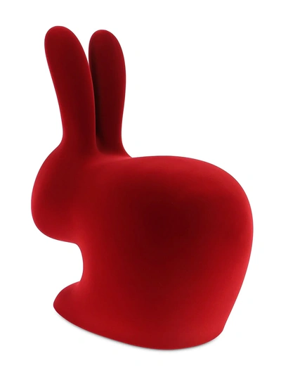 Shop Qeeboo Velvet-effect Rabbit Chair In Red