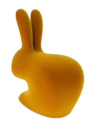 Shop Qeeboo Velvet-effect Rabbit Baby Chair In Yellow