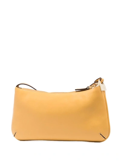 Shop Manu Atelier Pita Baguette Leather Shoulder Bag In Yellow