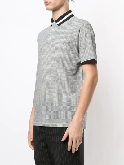 Shop Emporio Armani Micro-print Logo Polo Shirt In Grey