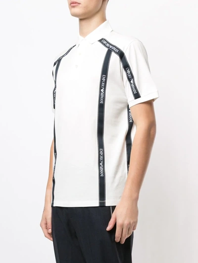 Shop Emporio Armani Logo Tape Polo Shirt In White