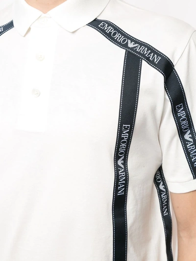 Shop Emporio Armani Logo Tape Polo Shirt In White