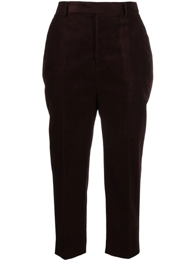 Shop Rick Owens High-waisted Cropped Trousers In Red