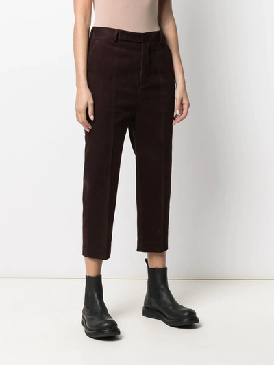 Shop Rick Owens High-waisted Cropped Trousers In Red
