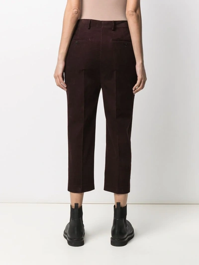 Shop Rick Owens High-waisted Cropped Trousers In Red