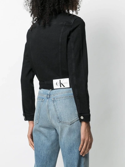 Shop Ck Calvin Klein Logo Patch Denim Jacket In Black