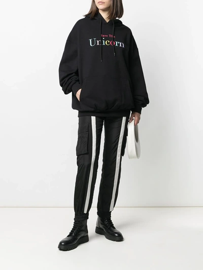 Ireneisgood Unicorn Print Oversized Hoodie In Black