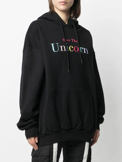 Ireneisgood Unicorn Print Oversized Hoodie In Black
