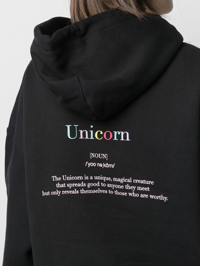 Shop Ireneisgood Unicorn Print Oversized Hoodie In Black