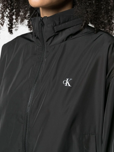Shop Ck Calvin Klein Logo-print Rain Jacket In Black