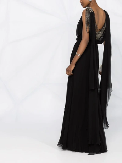 Alberta Ferretti Crystal-embellished Gown In Black