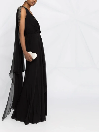 Alberta Ferretti Crystal-embellished Gown In Black