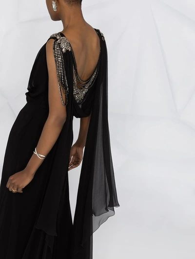 Alberta Ferretti Crystal-embellished Gown In Black