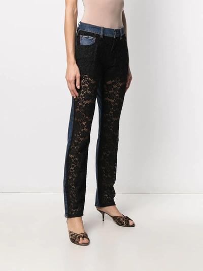 Shop Dolce & Gabbana Lace-panel Boyfriend Jeans In Blue