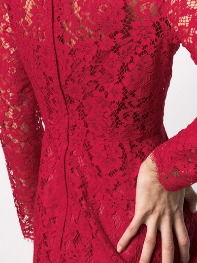 Shop Dolce & Gabbana Midi Lace Dress In Red