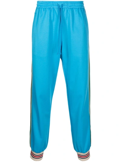 Shop Gucci Web-trim Track Pants In Blue