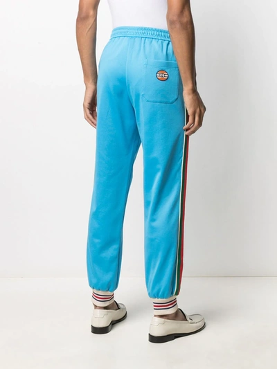 Shop Gucci Web-trim Track Pants In Blue