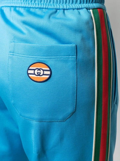 Shop Gucci Web-trim Track Pants In Blue