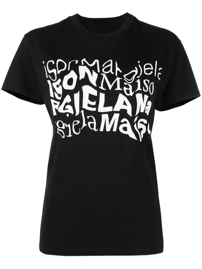 Shop Maison Margiela Distorted-logo T-shirt In Black