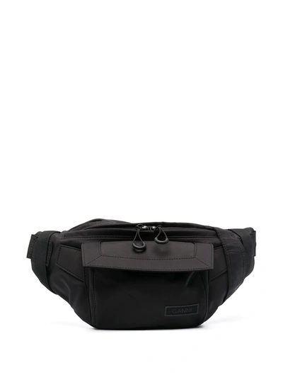 Shop Ganni Logo Patch Belt Bag In Black