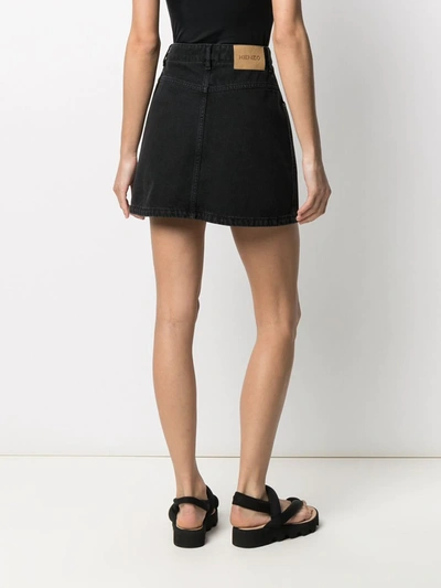 Shop Kenzo High-waisted Denim Skirt In Black