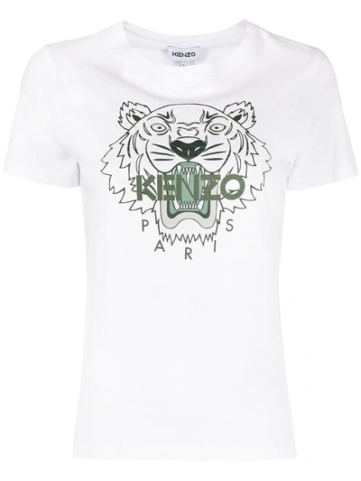 Kenzo Tiger Embroidery Cotton In White | ModeSens