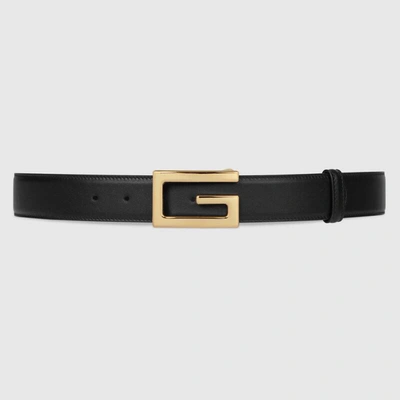 Shop Gucci Reversible Belt With Square G Buckle In Black