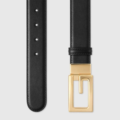 Square G Reversible Leather Belt in Brown - Gucci