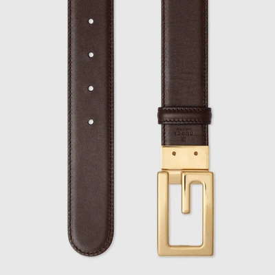 Shop Gucci Reversible Belt With Square G Buckle In Black