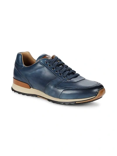 Shop Magnanni Camarena Leather Sneakers In Azul