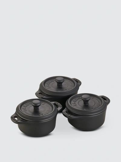 Shop Staub - Verified Partner 3-piece Mini Round Cocotte Set In Black