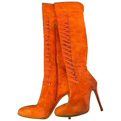 Pre-owned Elisabetta Franchi Boots In Orange