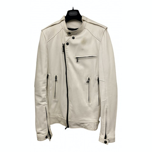 Pre-owned Balmain White Leather Jacket | ModeSens