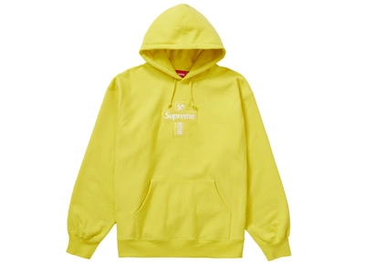 Pre-owned Supreme  Cross Box Logo Hooded Sweatshirt Lemon
