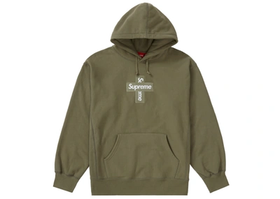 Pre-owned Supreme  Cross Box Logo Hooded Sweatshirt Light Olive