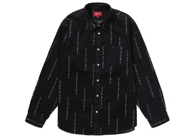 Pre-owned Supreme Logo Stripe Jacquard Denim Shirt Black | ModeSens