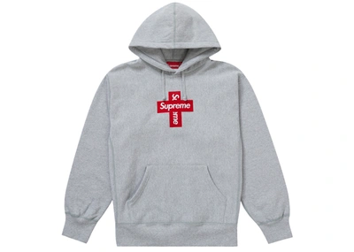 Pre-owned Supreme  Cross Box Logo Hooded Sweatshirt Heather Grey