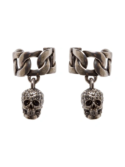 Shop Alexander Mcqueen Skull Chain Earcuff In Metallic