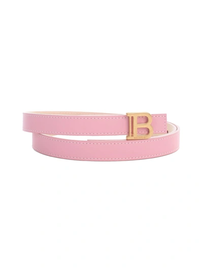 Shop Balmain B-belt 2cm-calfskin In Kh Medium Pink