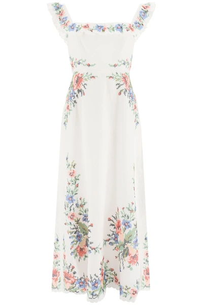 Shop Zimmermann Juliette Dress With Embroidery In Ivory (white)