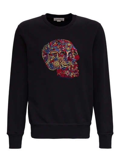 Shop Alexander Mcqueen Cotton Skull Sweatshirt With Logo In Black