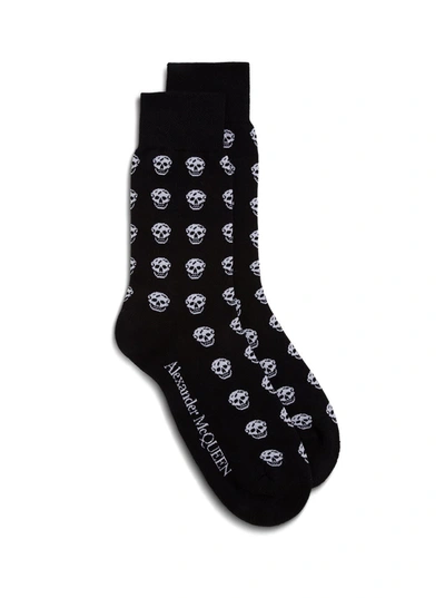 Shop Alexander Mcqueen Cotton Skull Socks In Black