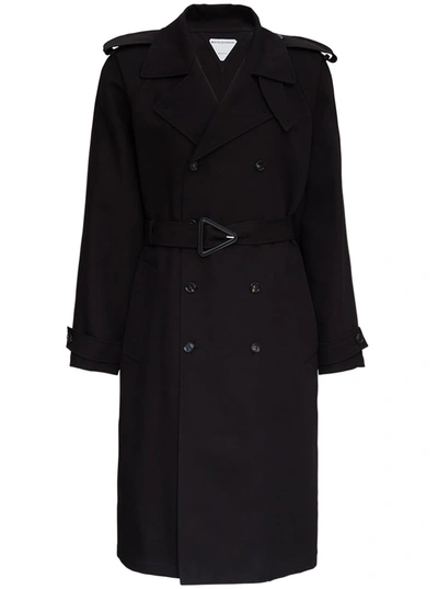 Shop Bottega Veneta Double-breasted Trench Coat With Belt In Black